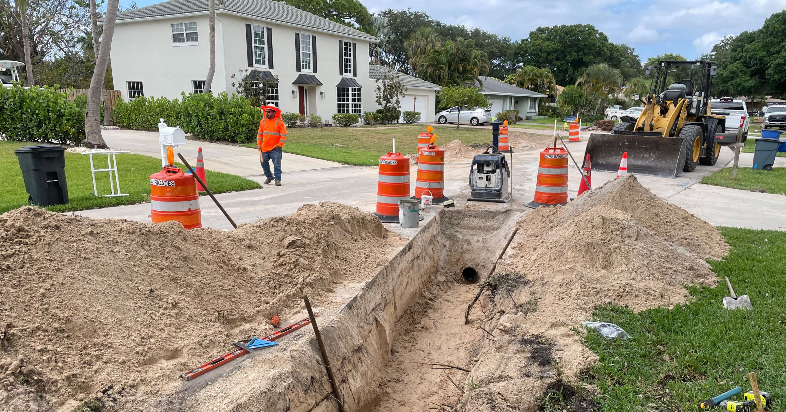 ditch in front of house